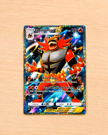 TCG Pocket Physical Custom Card Full Art Incineroar EX Celestial Guardians | High Fidelity Proxy Trading Card for Binder Display