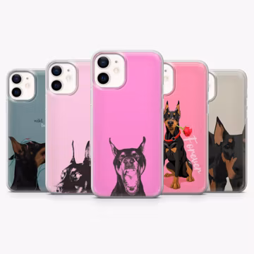 Doberman Phone Case Dog Cover for iPhone 17 Pro, 17, 16, 15, 14, 13, 12, 11, Samsung S26, S25, S24, S23Fe, A16, A56, A36, Pixel 10Pro, 9, 8A
