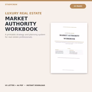 Luxury Real Estate Agent Workbook, Marketing Planner, Client Experience Guide, Printable Business PDF
