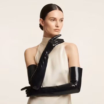 Black Genuine Leather Opera Gloves for Women | Long Evening Gloves | Luxury Dress Gloves | Elegant Formal Gloves | Gothic Gloves