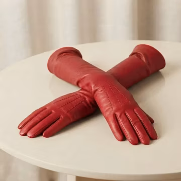 Red Genuine Leather Gloves for Women | Classic Dress Gloves | Elegant Winter Gloves | Soft Leather Fashion Gloves