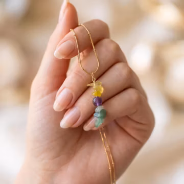 Raw Peridot & Aventurine Necklace, Amethyst Crystal Pendant, Tarnish Free Steel, Multi Stone Drop Jewelry, Positive Energy Boho Gift