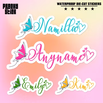 Custom Butterfly Heartbeat Name Sticker Personalized Transparent Waterproof Vinyl Sticker for Water Bottle Laptop Gift for Men Women