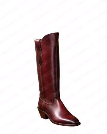 Handmade Genuine Leather Cowboy Boots, Tall Western Riding Boots, Oxblood Burgundy, Unisex Pointed Toe