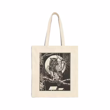 Spooky Owl Design Cotton Canvas Tote Bag