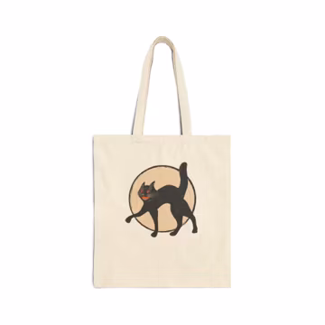 Retro Hallween Cat Cotton Canvas Tote Bag