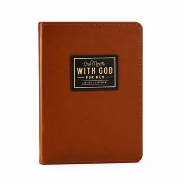 One Minute with God for Men Daily Devotional | Brown Faux Leather Flexcover Book
