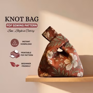 Japanese Knot Bag Sewing Pattern PDF| Beginner Wrist Purse| Reusable Market Pouch| Fold Style Eco Friendly Handmade A0 A4 US Letter