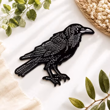 Raven Embroidered Patch Gothic Crow Iron On Patch Black Bird Applique Sew On Badge Jacket Backpack Hat Decor Alternative Style