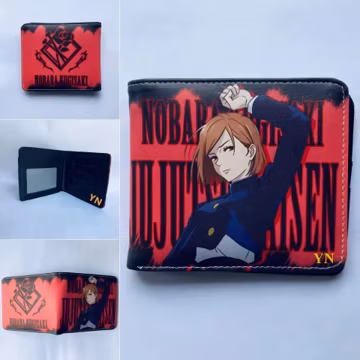 Engraved Letter Anime Style Wallet Compact Bifold Card Holder with Clear ID Slot Cash Compartment Soft Touch Design Gift for Him