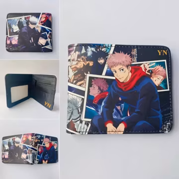Personalized Anime Wallet with ID Window Custom Initials Embossed Durable Printed Bifold Card Holder Coin Pocket Gift for Fans Everyday Use