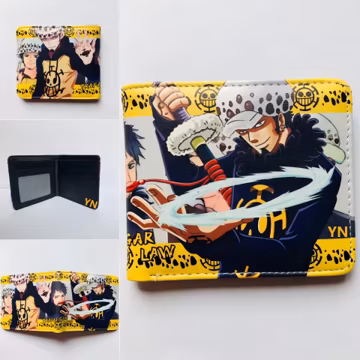 Dual-Sided One Piece Anime Wallet with Zippered Coin Pouch Clear ID Window Custom Initials Embossed Card Holder Personalized Manga Gift