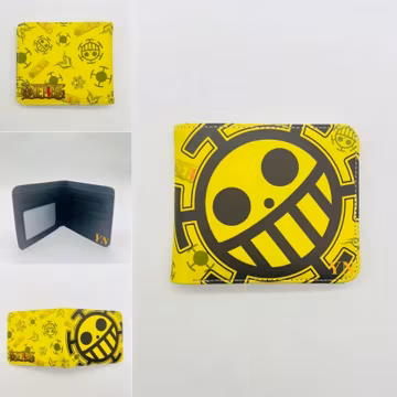 Full Print One Piece Anime Bifold Wallet with Multi Slot Cardholder Zippered Change Pocket Custom Engraved Initials Personalized Gift