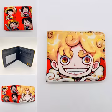 Iconic One Piece Theme Anime Style Wallet with Zippered Coin Compartment Cash Slots Custom Letter Engraving Personalized Gift