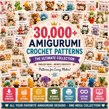 30,000+ Amigurumi Crochet Patterns Bundle | Animals, Dolls, Toys (PDF Download)