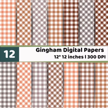 Gingham Digital Paper Bundle | Seamless Plaid Patterns | Rustic Printable Backgrounds | Farmhouse Scrapbook Paper