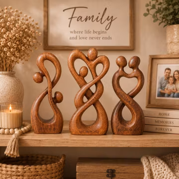 Personalized Infinity Heart Sculpture 2D Print, Wood Couple Anniversary Gift
