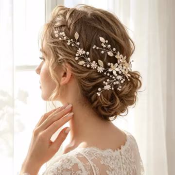 Handmade pearl flower bridal headband and hair accessories