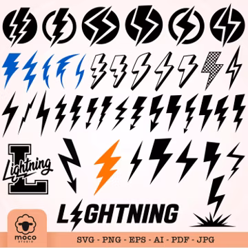 Lightning Bolt SVG Bundle, Thunder Svg, Lightning Bolt PNG, Flash Svg, Lightning Cut File, Bolt Svg, Lightning Bolt Clipart, Thunder Bolt