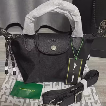Longchamp Le Pliage Energy Mini Black Bag, Detachable Strap Shoulder Crossbody Purse