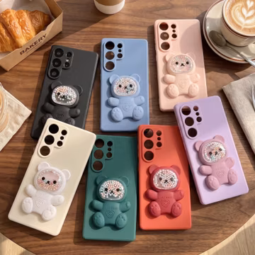 Quicksand Bear Holder Case Samsung Galaxy S20 S21 S22 S23 S24 S25 S26 FE Plus Ultra