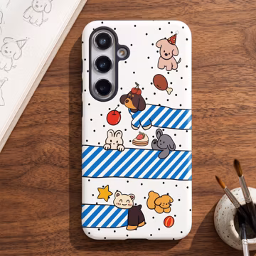 Cartoon Puppy Party Case Samsung Galaxy S20 S21 S22 S23 S24 S25 Edge FE