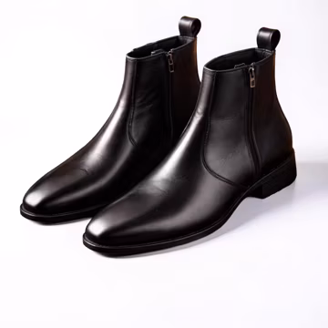 Men's Handmade Black Calf Leather Chelsea Boots, Side Zipper Dress Ankle Footwear