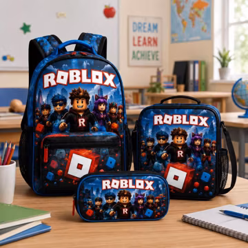 Personalized Roblox Backpack Set, Gaming Inspired Lunch Bag Pencil Case, Lunch Box & Pencil Case, Boys Gaming Back to School Gift