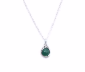 Green Aventurine Pendant Necklace | Sterling Silver or Gold Dainty Simplistic 8mm Gemstone Crystal Healing