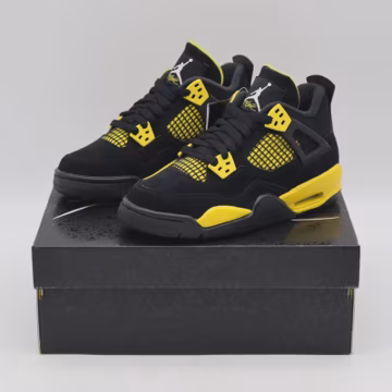 ShoesGS Air Jordan4 Retro ThunderBlack Gold Yellow