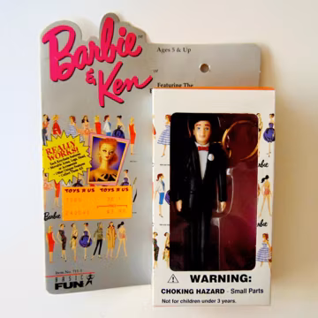 Vintage Ken Doll Replica Barbie Key Ring, Vintage Formal Ken Doll Mattel Key Chain, Ken Doll Key Ring NRFB