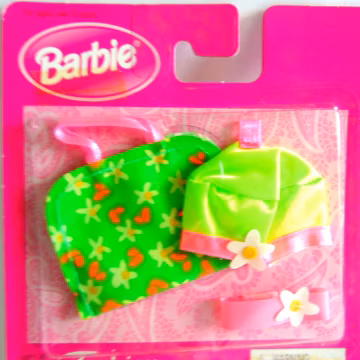 Barbie Lime Green and Pink Flowers, Fashion Touches Pink Floral Hat Bag Belt Pink New in Box, Mattel NRFB Barbie Fashions