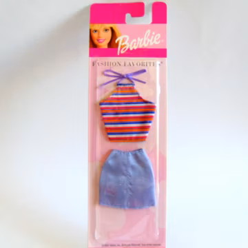 Barbie Fashion Favorites Blue Skirt Striped Top Outfit New in Package, NRFB Barbie Doll Fashion, Vintage Barbie Summer Clothes
