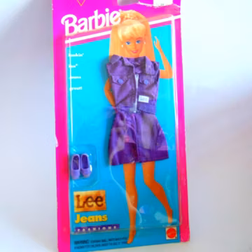 Barbie LEE Jeans Denim Dress and Shoes, Barbie Denim Dress New in Package, Mattel Barbie Denim Clothes and Platform Shoes
