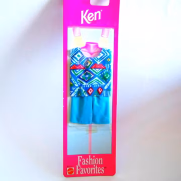 Ken Doll Blue Shorts Sleeveless Shirt and Sandals, Ken Doll Clothes New in Box, NRFB Mattel Ken Doll Shorts Outfit
