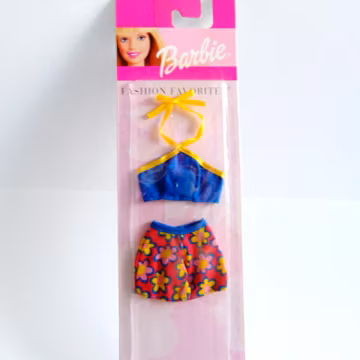 Barbie Fashion Favorites Red Skirt Blue Halter Top Outfit New in Package, NRFB Barbie Doll 2000 Fashion, Vintage Barbie Summer Clothes