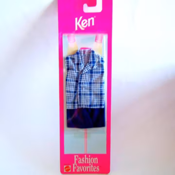 Ken Doll Blue Shorts Plaid Sleeveless Shirt and Sandals, Ken Doll Clothes New in Box, NRFB Mattel Ken Doll Shorts Outfit