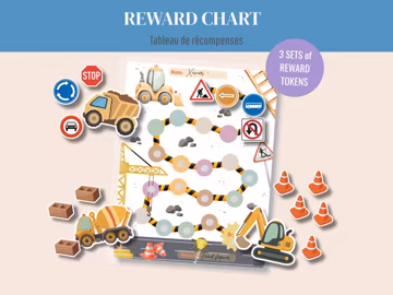 Construction Reward Chart for Kids | Truck Behavior Chart | Printable Chore Chart | Bundle - 3 Reward Token Sets | Digital Download