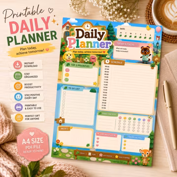Cozy Village Daily Planner Printable PDF | Cute Daily Planner | Kawaii Productivity Planner | Digital Planner Printable | Instant Download