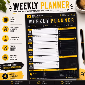 Printable Weekly Planner: Undated Schedule Template, To Do List, Goodnotes Insert Pages (PDF Download)