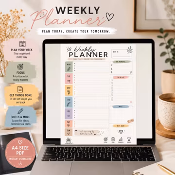 Printable Weekly Planner: Undated Schedule Template, To Do List, Goodnotes Insert Pages (PDF Download)