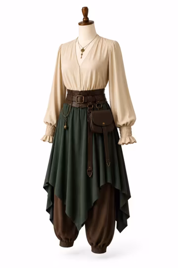 Medieval Peasant Outfit, Renaissance Fantasy Costume, Cottagecore Witch Outfit, Forest Fairy Costume, LARP Clothing, Dark Academia Outfit