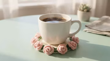 Rose Coaster Crochet Pattern, Crochet Rose Coaster, Flower Coaster Crochet Pattern PDF
