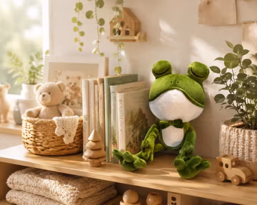 Cute Green Frog Plush Toy, Kawaii Frog Stuffed Animal, Handmade Soft Frog Doll, Nursery Room Decor, Kids Birthday Gift, Cozy Home Decoration