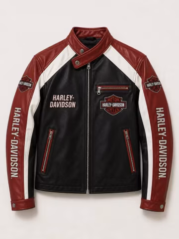 Men's Vintage New Addition Harley-Davidson Red Leather Biker Jacket, Motorcycle Racing Coat