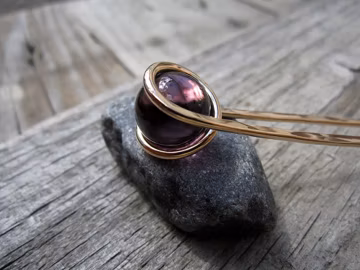 Mini Purple Bronze Hair Fork with Glass Sphere - Fine Hair - Half up - Your choice of Length - Long Hair Accessory