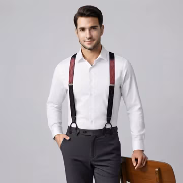 Classic Men's Button Suspenders: Adjustable Y-Back Elastic Braces for Formal Wear