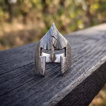 Spartan Helmet Ring, Medieval Warrior Inspired Men's Statement Ring, Gothic Silver Jewelry