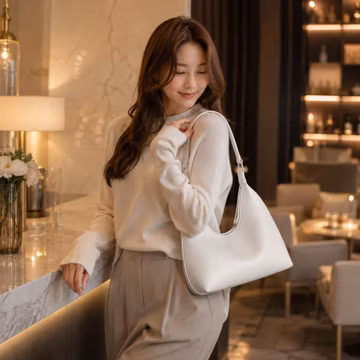 Minimalist PU Leather Hobo Shoulder Bag, Structured Everyday Handbag, Casual Crossbody Purse