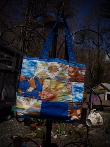 Western Style Tote Bag / Childs Book Bag / Weekend Tote Bag / Western Style Purse / Book Bag .Child Weekend Bag . Hand made western tote .